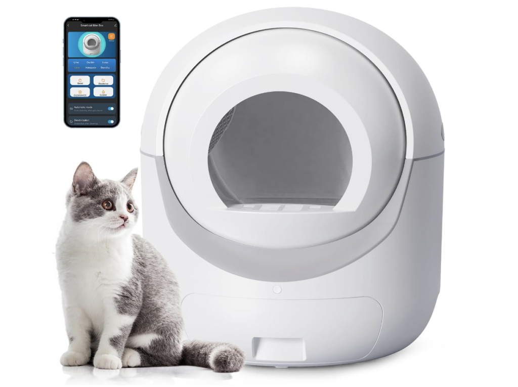 best self cleaning litter box, 
Self Cleaning Cat Litter Box, Automatic Cat Litter Box with APP Control Odor Removal Safety Protection for Multiple Cats